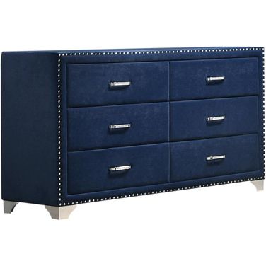 Melody 6-drawer Upholstered Dresser Pacific Blue