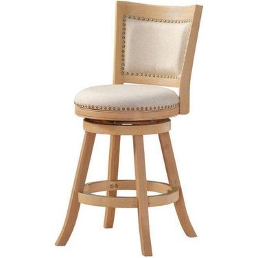 Melrose 24 Inch Swivel Counter Stool In Creme Wire-Brush