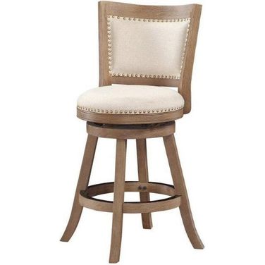 Melrose 24 Inch Swivel Counter Stool In Driftwood Wire-Brush