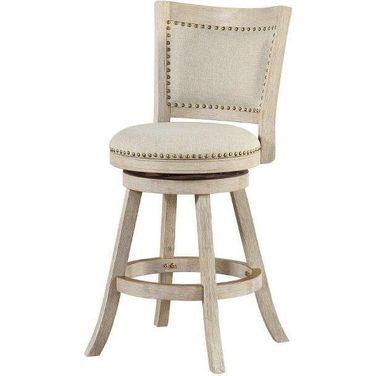 Melrose 24 Inch Swivel Counter Stool In Ivory Wire-Brush