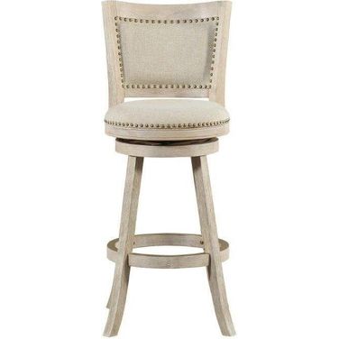 Melrose 29 Inch Swivel Bar Stool In Ivory Wire-Brush