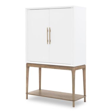 Melrose Bar Console In Cloud White and Desert Oak