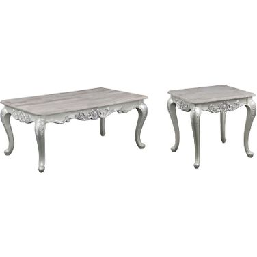 Melrose Occasional Table Set In Silver