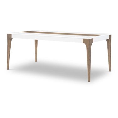 Melrose Rectangular Dining Table In Cloud White and Desert Oak