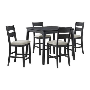 Mendoza 5 Piece Counter Set with Table and 4 Chairs In Black and Grey