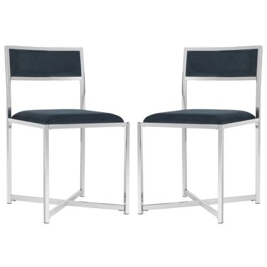 Menken Navy/Chrome Chrome Side Chair Set of 2