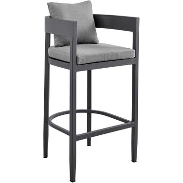 Menorca Outdoor Patio Counter Height Bar Stool In Dark Gray