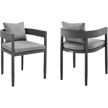 Menorca Outdoor Patio Dining Chairs Set of 2 In Dark Gray