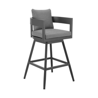 Menorca Outdoor Patio Swivel Bar Stool In Gray