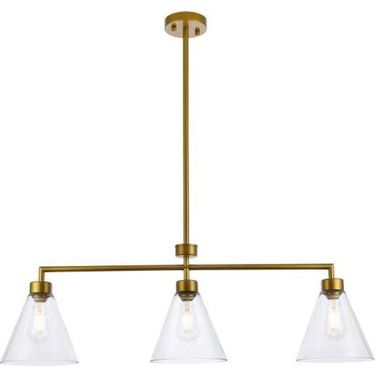 Mera 3 Lights Brass Pendant