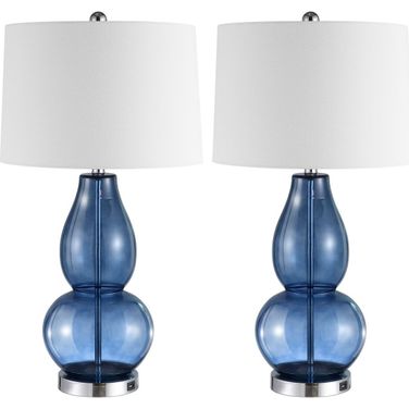 Mercurio 28 Inch Blue Table Lamp Set of 2 with Usb Port