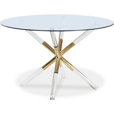 Mercury Round Dining Table In Acrylic and Gold