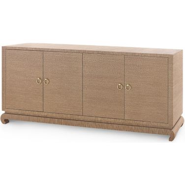 Meredith Extra Large 4-Door Cabinet In Flax Brown