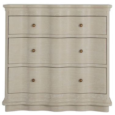 Meredith Nightstand In Textured Cerused White and Stained Brass