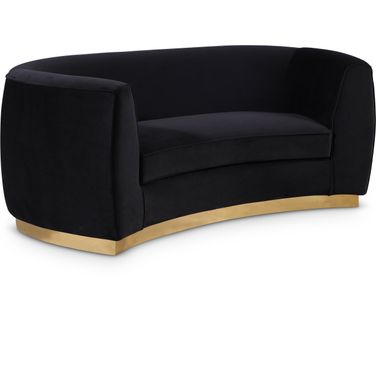 Julian Velvet Loveseat In Black/Gold