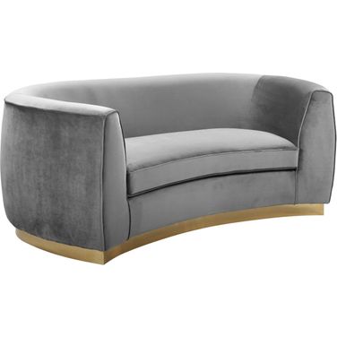 Julian Velvet Loveseat In Grey/Gold