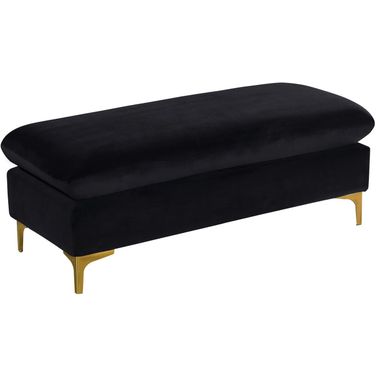 Naomi Velvet Ottoman In Black