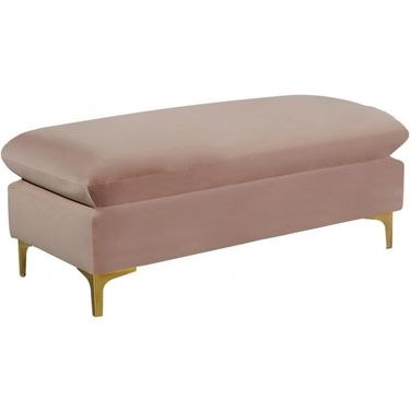 Naomi Velvet Ottoman In Pink