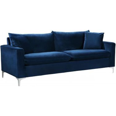Naomi Velvet Sofa In Navy