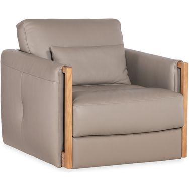 Meridian Leather Swivel Chair In Grey