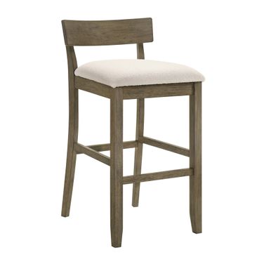 Merie Bar Height Bar Stool In Putty Brown and White