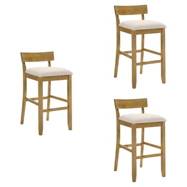 Merie Bar Height Bar Stool Set of 3 In Amber Glow and White