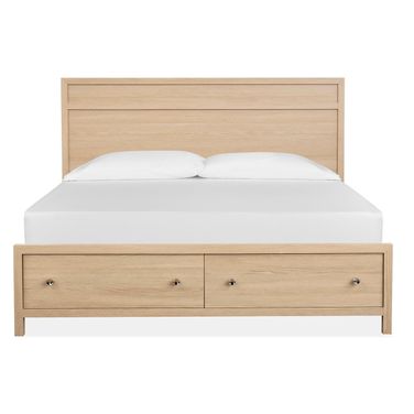 Merrifield King Panel Storage Bed In Sandstone Beige