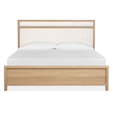 Merrifield Queen Upholstered Panel Bed In Sandstone Beige