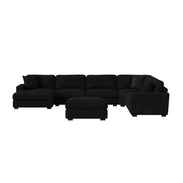 Mesa 7-Piece Sectional Set with LHF Chaise In Black