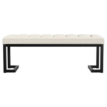 Mesa Boucle Upholstered Tufted Accent Bench In Vanilla