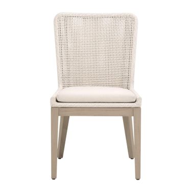 Mesh Outdoor Dining Chair Set of 2 In Antique Lace/Shell/Washed Ever Teak