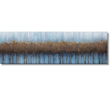 Mesmerizing Dusk Woodland Canvas Wall Art In Gold