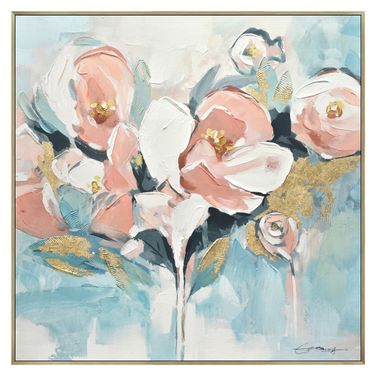 Mesmerizing Floral Canvas Art Canvas Wall Art In Teal and Pink