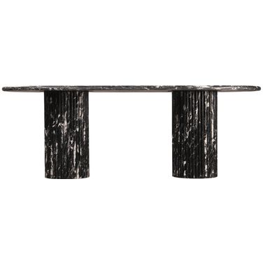 Messina Marble Dining Table In Black and Natural