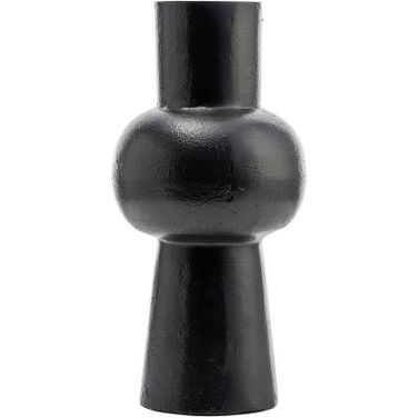 Metal 12 Inch Mid Ellipsoid Vase In Black