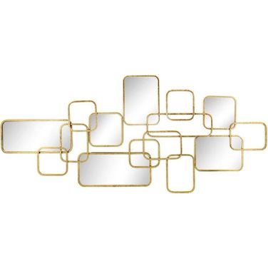 Metal 46 x 20 Wall Accent With Mirrors In Gold