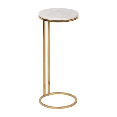 Metal And Marble 10 x 24 Drink Table In White And Gold