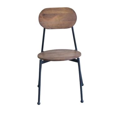 Metal and Wood King Louis Back Dining Side Chairs Set of 2 In Black and Brown