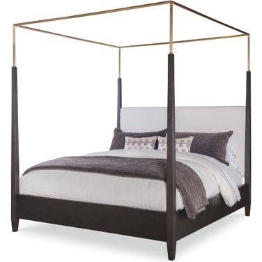 Metal Canopy King Poster Bed In Mocha