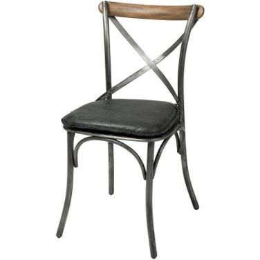 Metal Crossback Chair Set of 2 With Black Seat Cushion