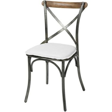 Metal Crossback Chair Set of 2 With White Seat Cushion
