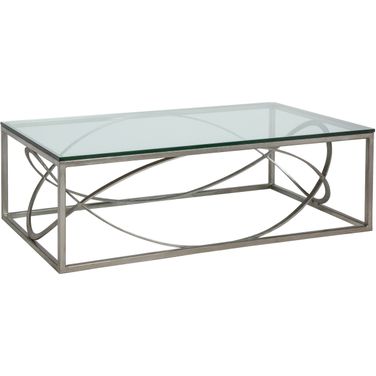 Metal Designs Ellipse Rectangular Cocktail Table In Silver Leaf