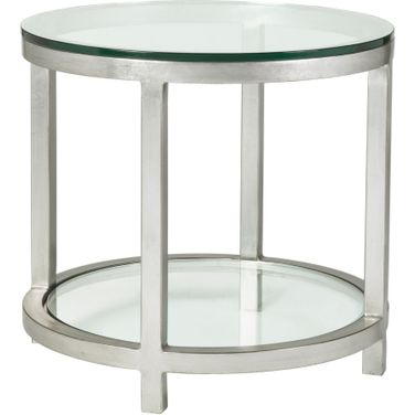 Metal Designs Per Se Round End Table In Silver Leaf
