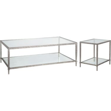 Metal Designs Silver Leaf Claret Rectangular Occasional Table Set