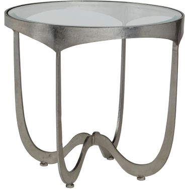 Metal Designs Sophie Round End Table In Silver Leaf