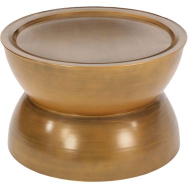 Metal Hammered Coffee Table with Stunning Hourglass Design In Gold