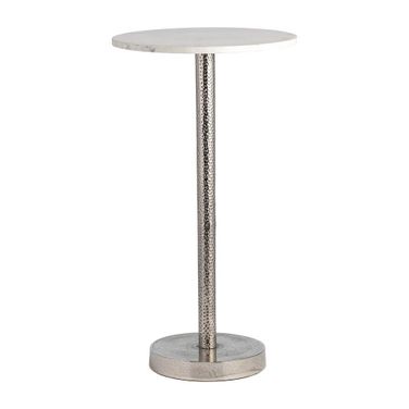 Metal Round Drink Table With Flat Base In Silver