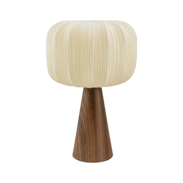 Metal Table Lamp with Pleated Fabric Shade and Inline Switch In Brown