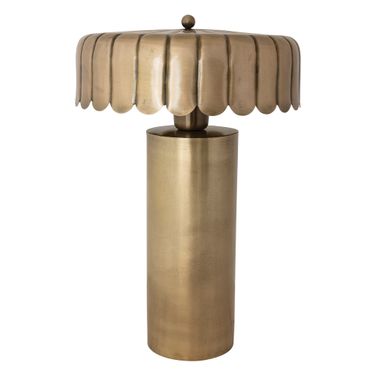 Metal Table Lamp with Scalloped Shade In Gold