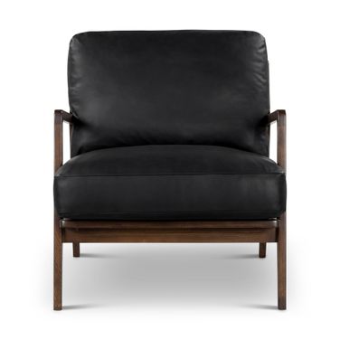 Metro Carmelo Genuine Leather Accent Chair In Walnut and Black